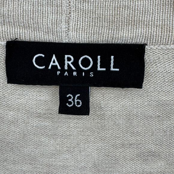 Caroll Paris cardigan sweater 36 open front long line rib knit lagenlook tan - Picture 7 of 8